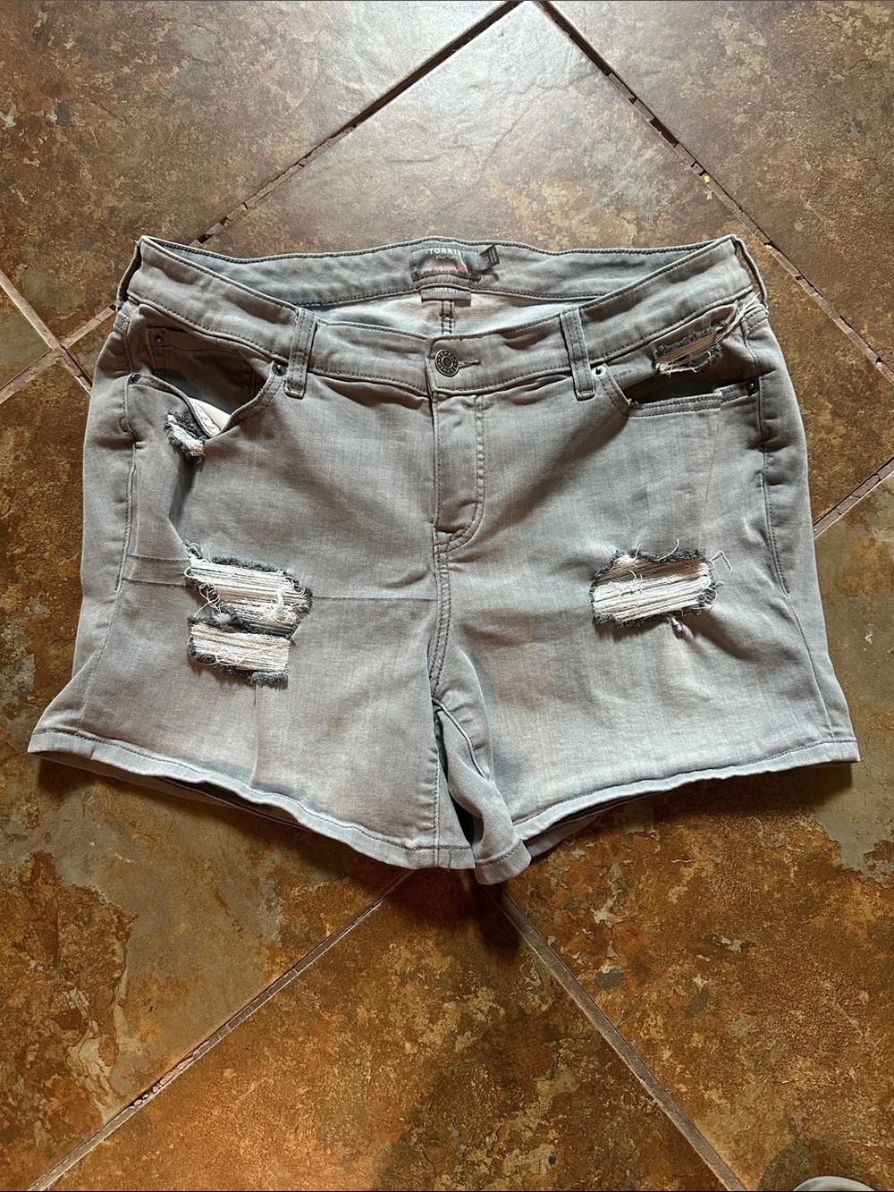torrid Grey Distressed Denim Short Shorts